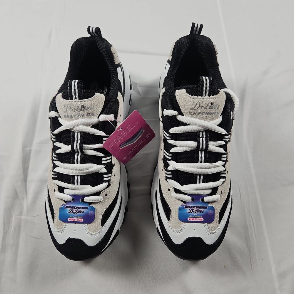 Women's Skechers D'Lites New Legacy Sneakers Black White Chunky Athletic 7
